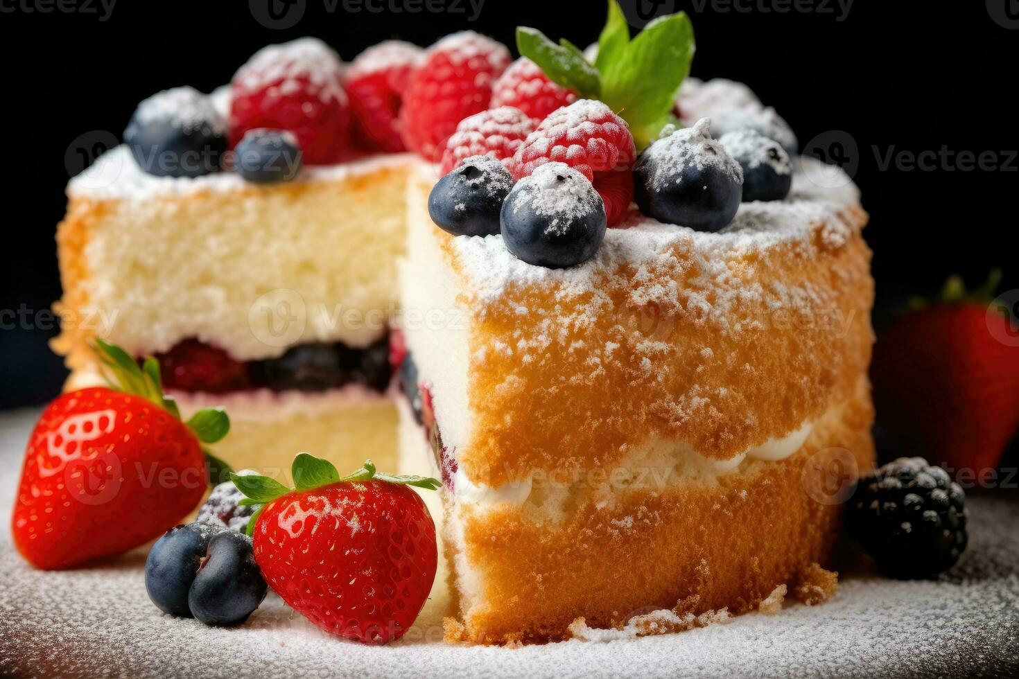 stock photo of sponge cake food photography AI Generated