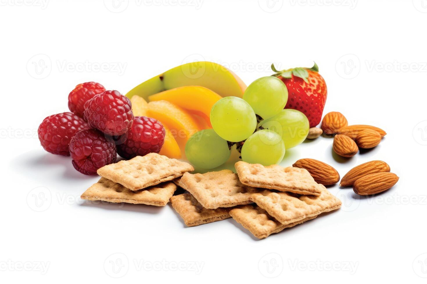 sano meriendas blanco aislado antecedentes comida fotografía ai generado foto