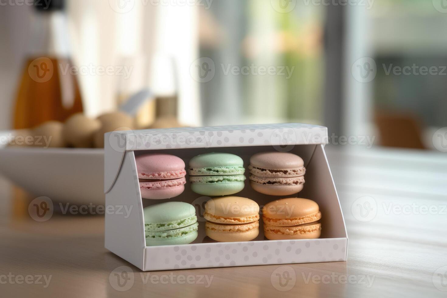 macaroon box in The kitchen table Food Photography photo