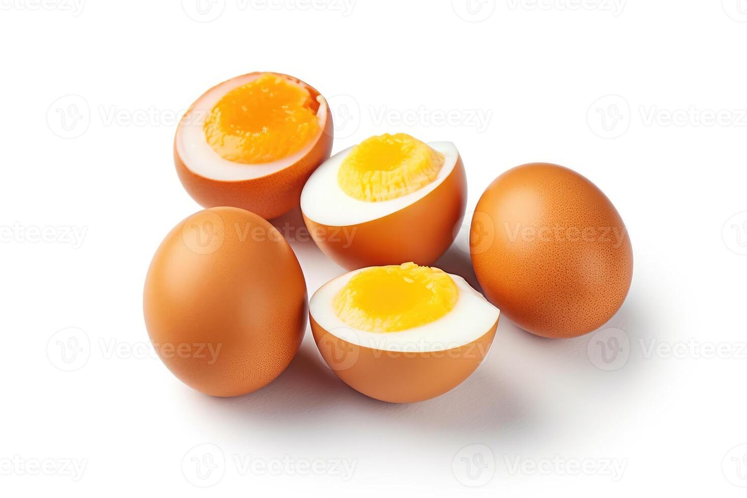 stock photo of raw eggs food photography isolated white background AI