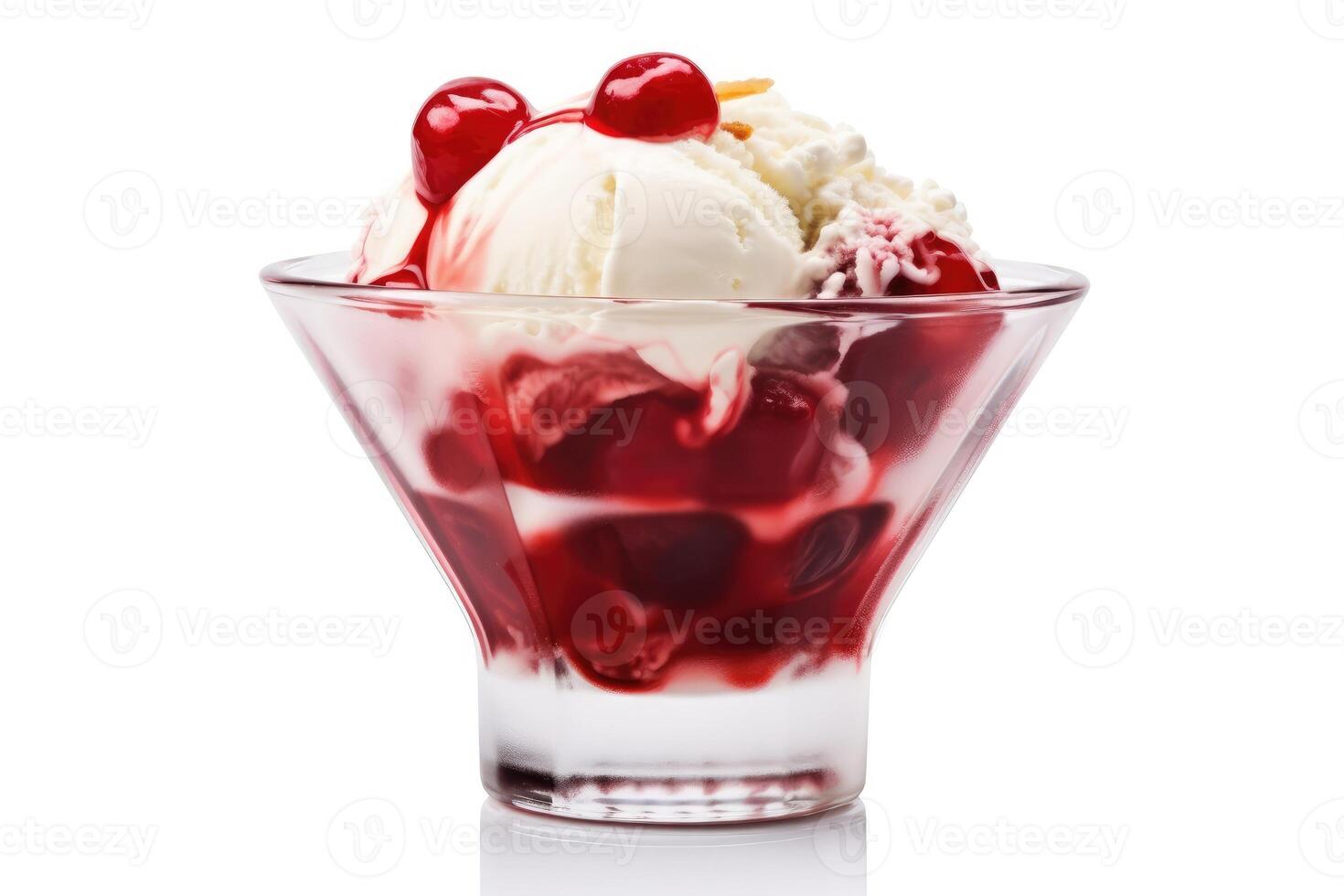 red light sundae white isolated background Food Photography photo
