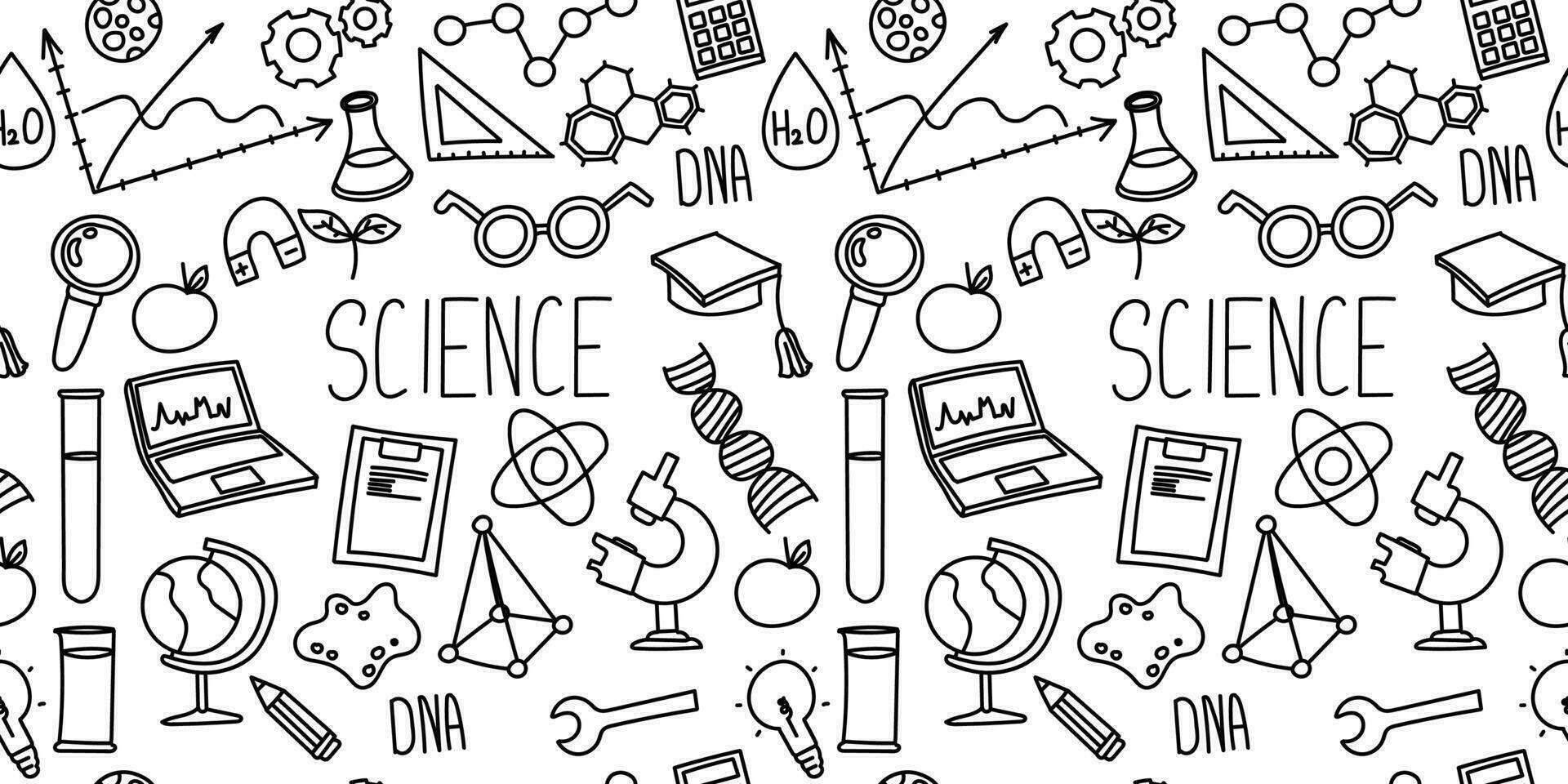 Science is a seamless background. Doodle illustration. Vector. can be used for educational materials, science-related publications vector