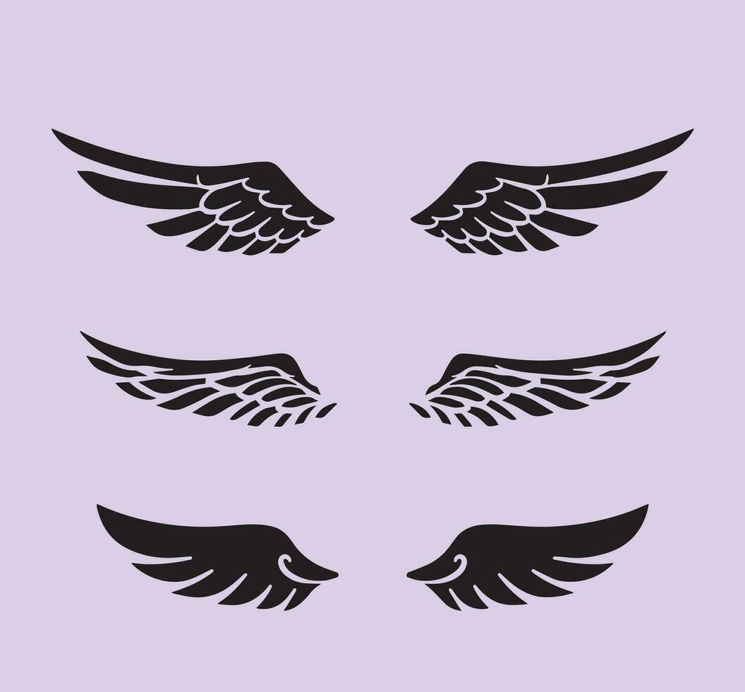 Silhouette Pairs of wings graphic illustration vector