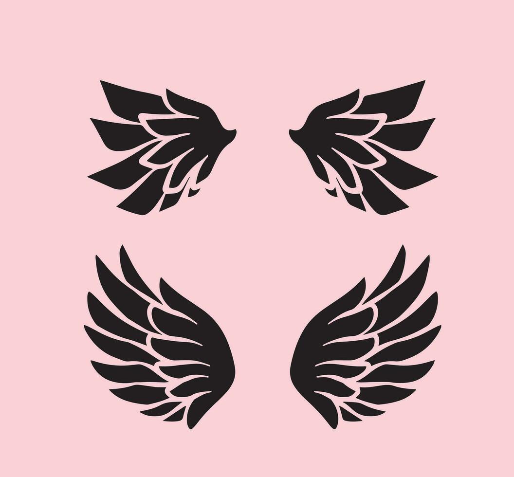 Wings silhouette design elements vector