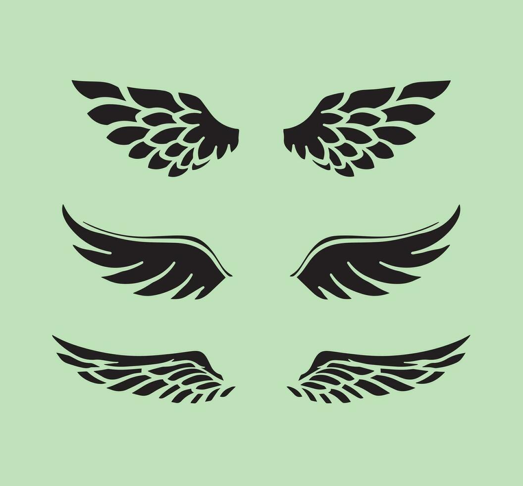 Black wings icon set 26564743 Vector Art at Vecteezy