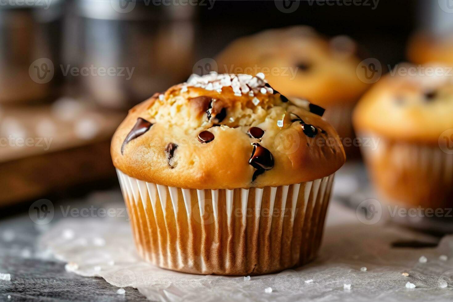 stock photo of muffin in kitchen table flat lay AI Generated