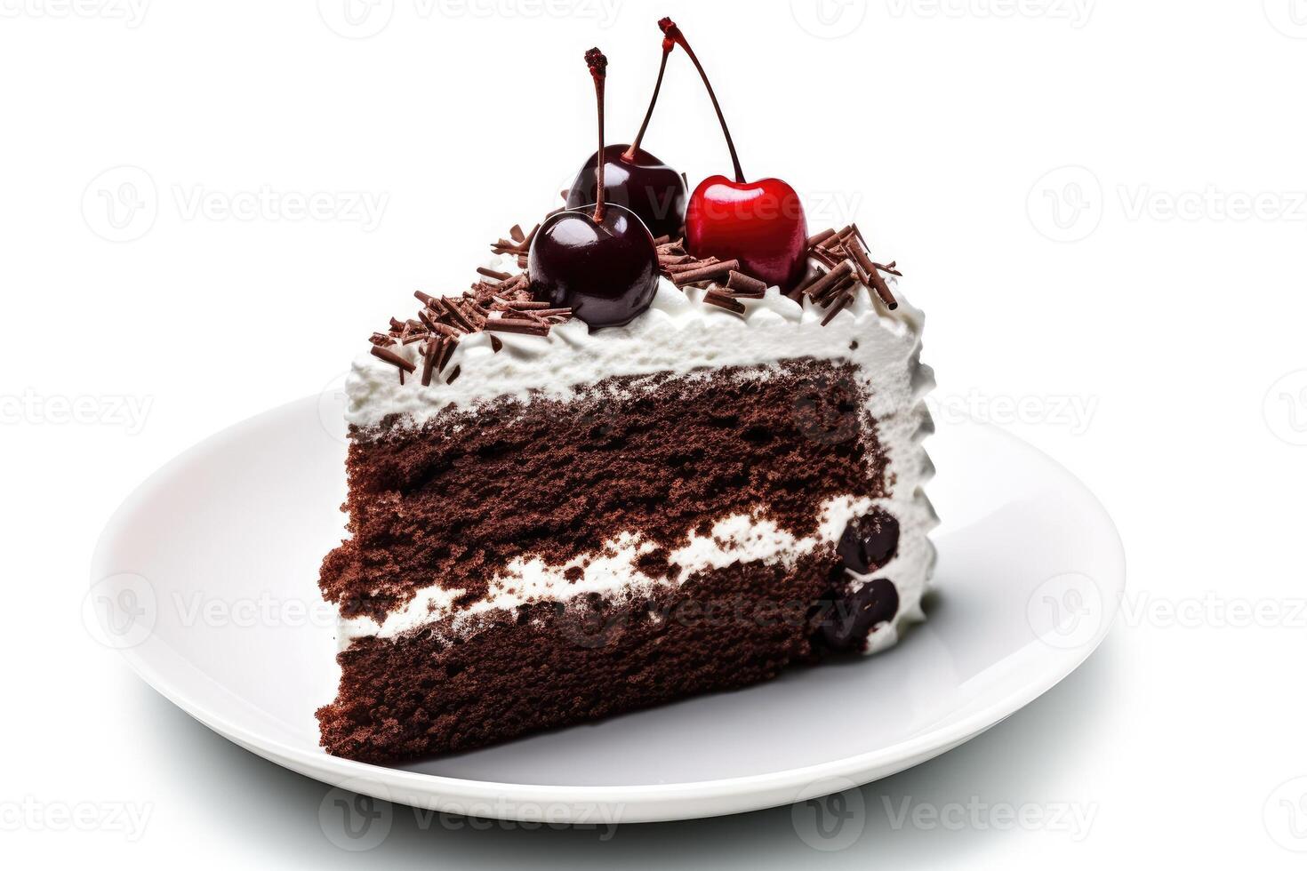 stock photo of black forest cake food photography isolated white background