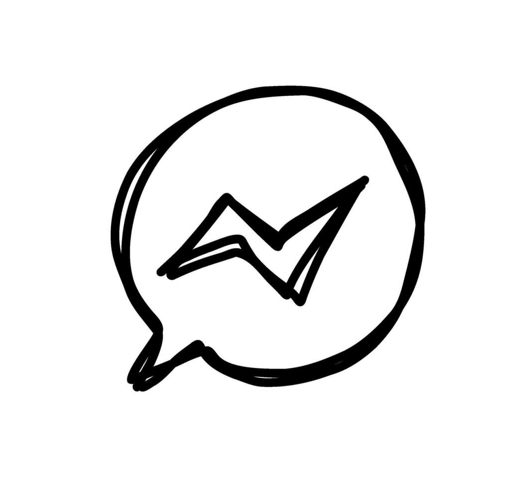 facebook chat app icon doodle style logo. Social media icon on white background. vector