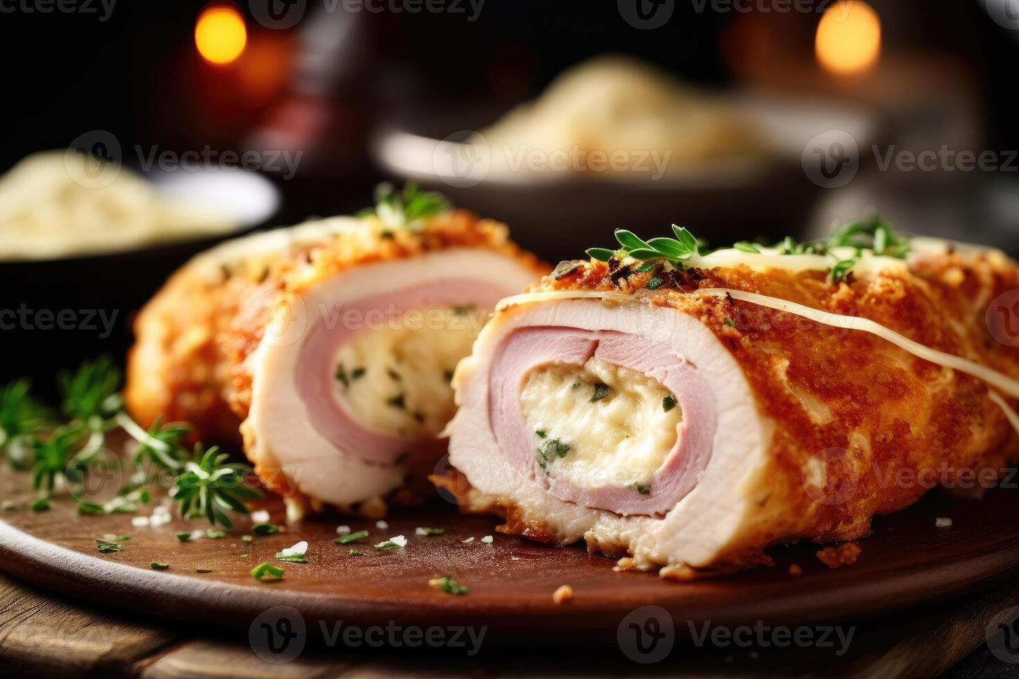 chicken cordon bleu in The kitchen table Food Photography photo