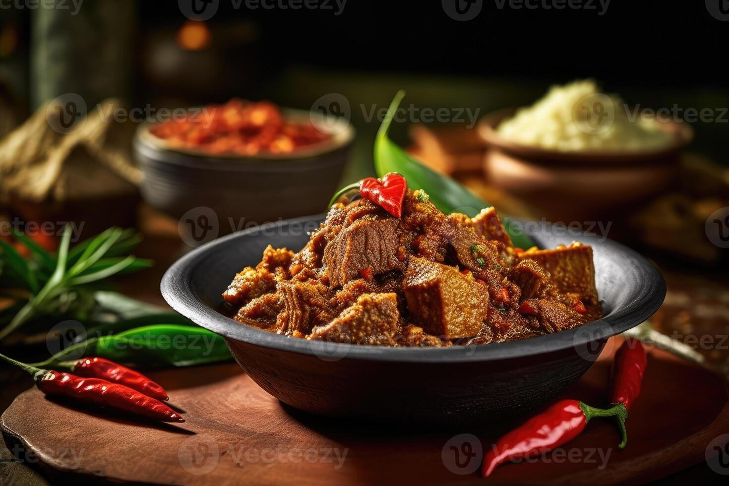 stock photo of rendang food food photography studio AI Generated