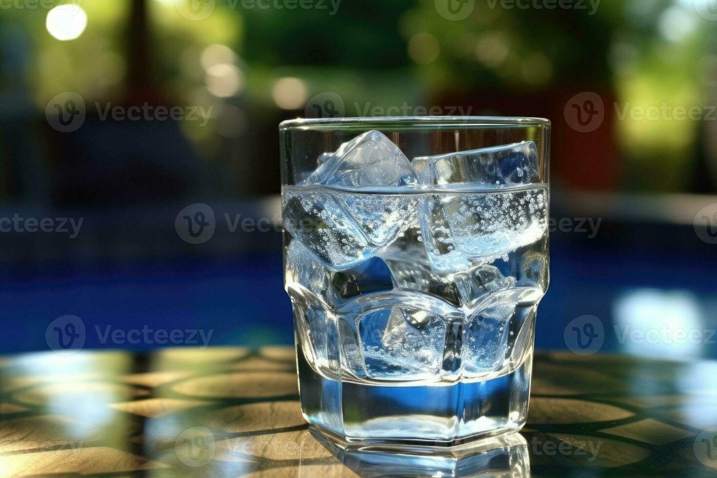 stock photo of a glass of water with ice cubes AI Generated