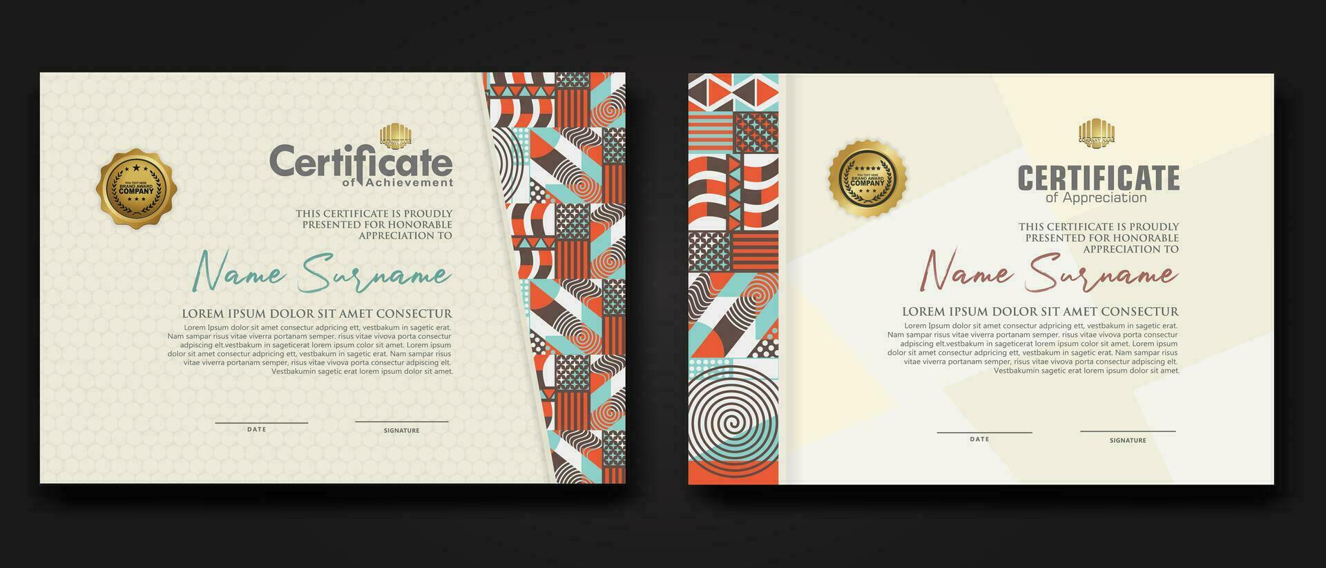 Certificate template with geometric artwork design and simple shapes.vector Illustration vector