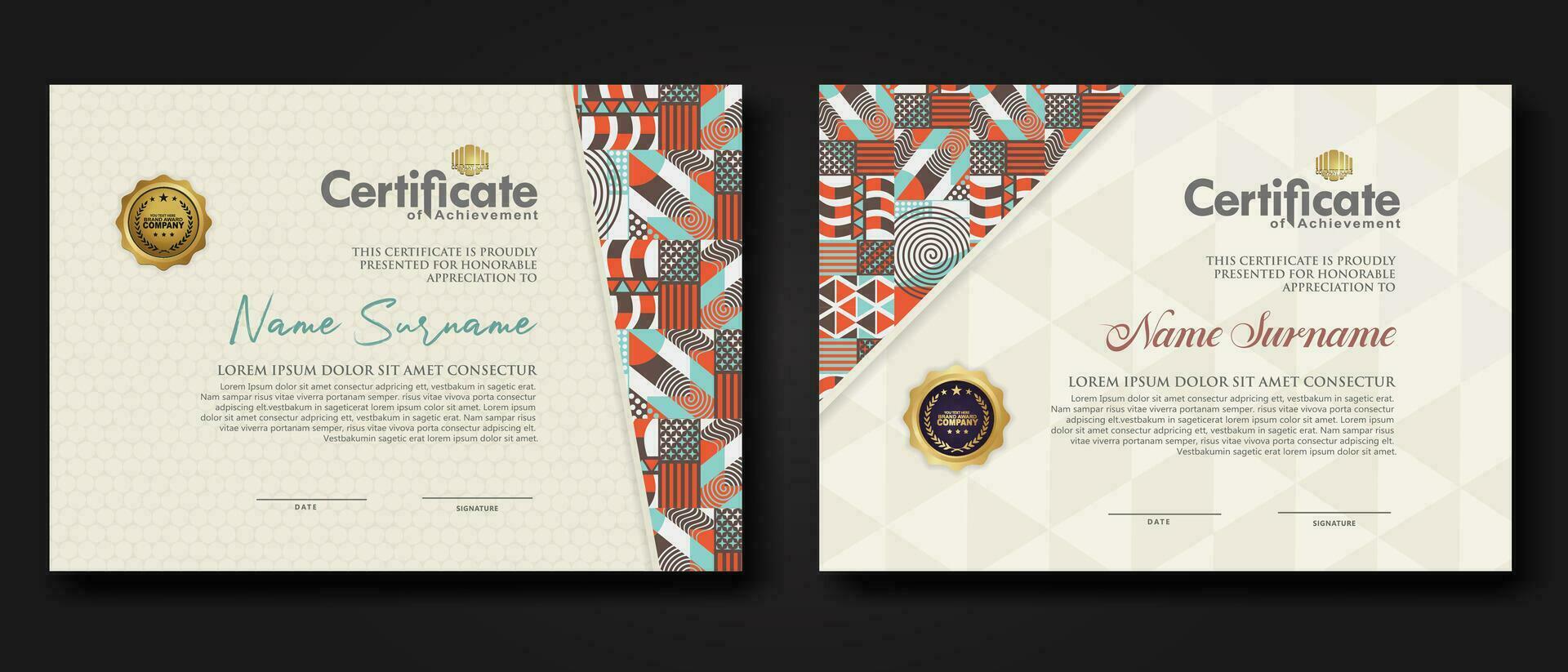 Certificate template with geometric artwork design and simple shapes.vector Illustration vector