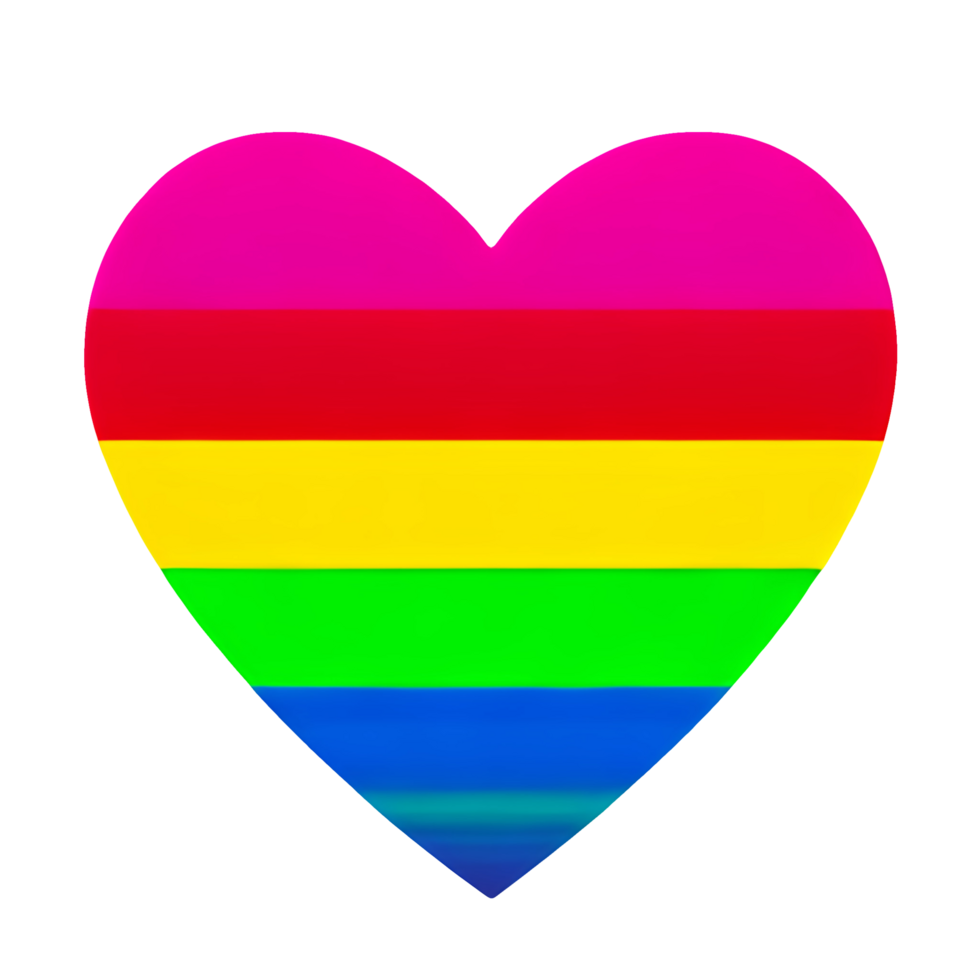 AI-Generative, A heart with the colors of the rainbow. png