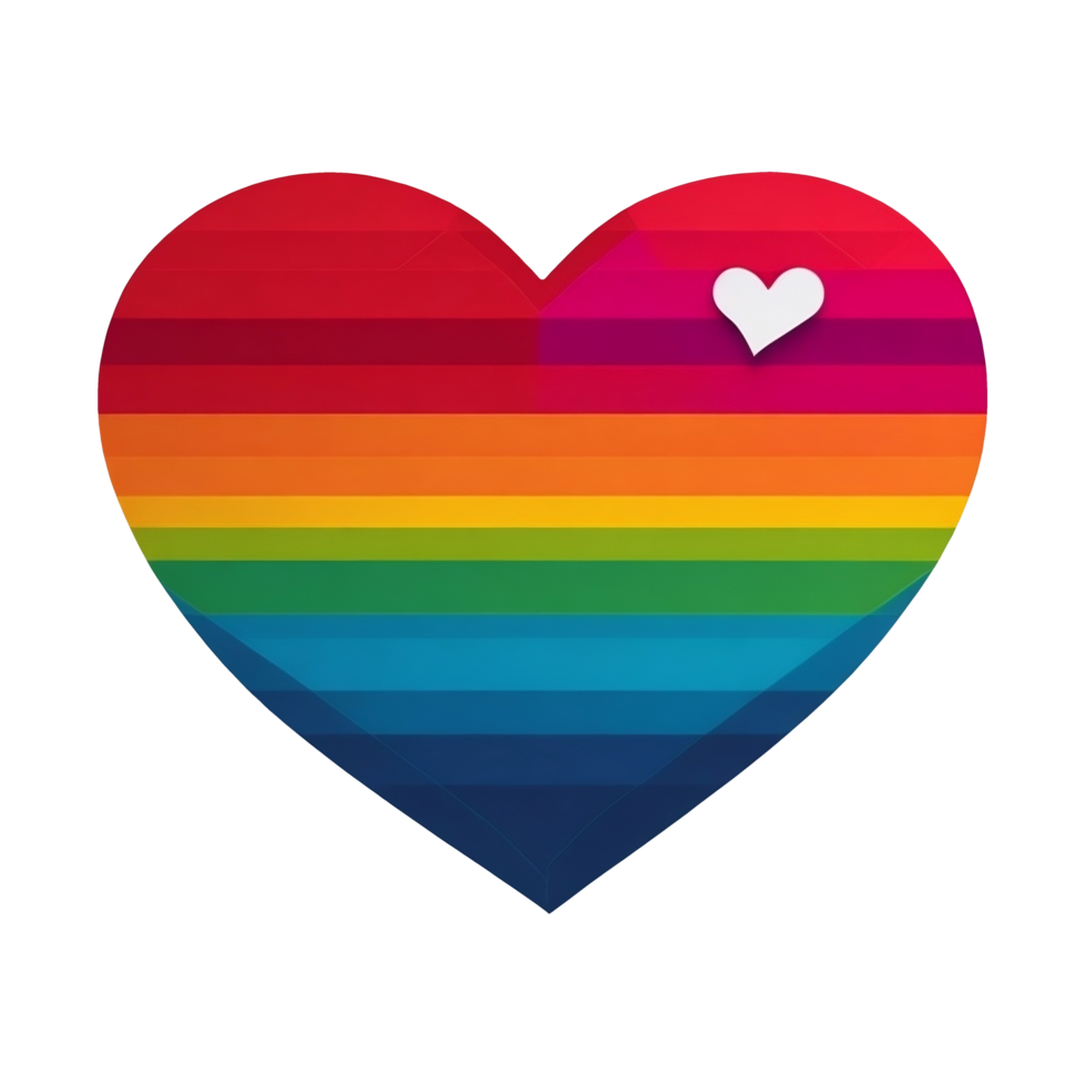 AI-Generative, A heart with the colors of the rainbow. png