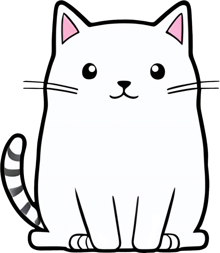 un de cerca de un negro y blanco gato dibujo, un redondo minimalista detrás. ai-generativo png