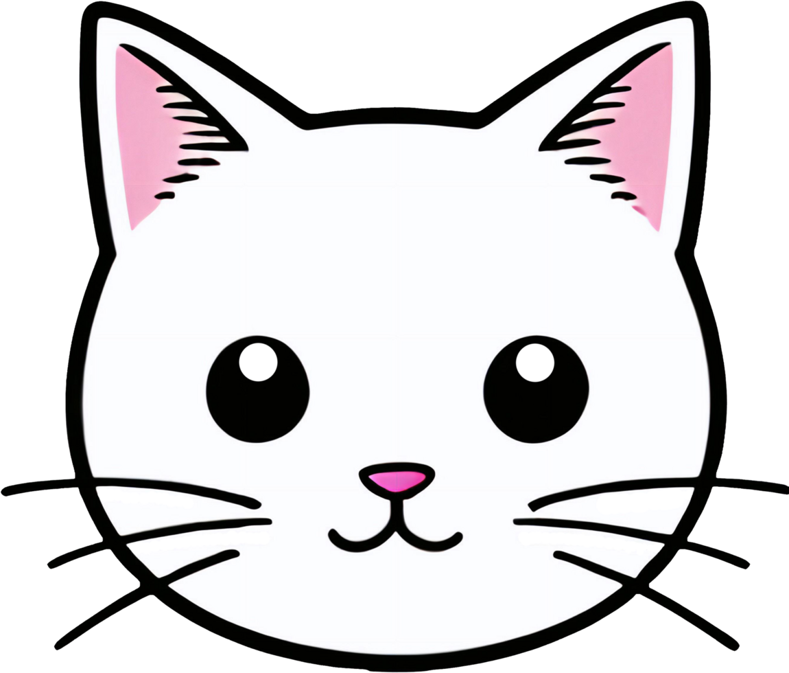 A close-up of a black and white cat drawing, a round minimalist behind. AI-Generative png