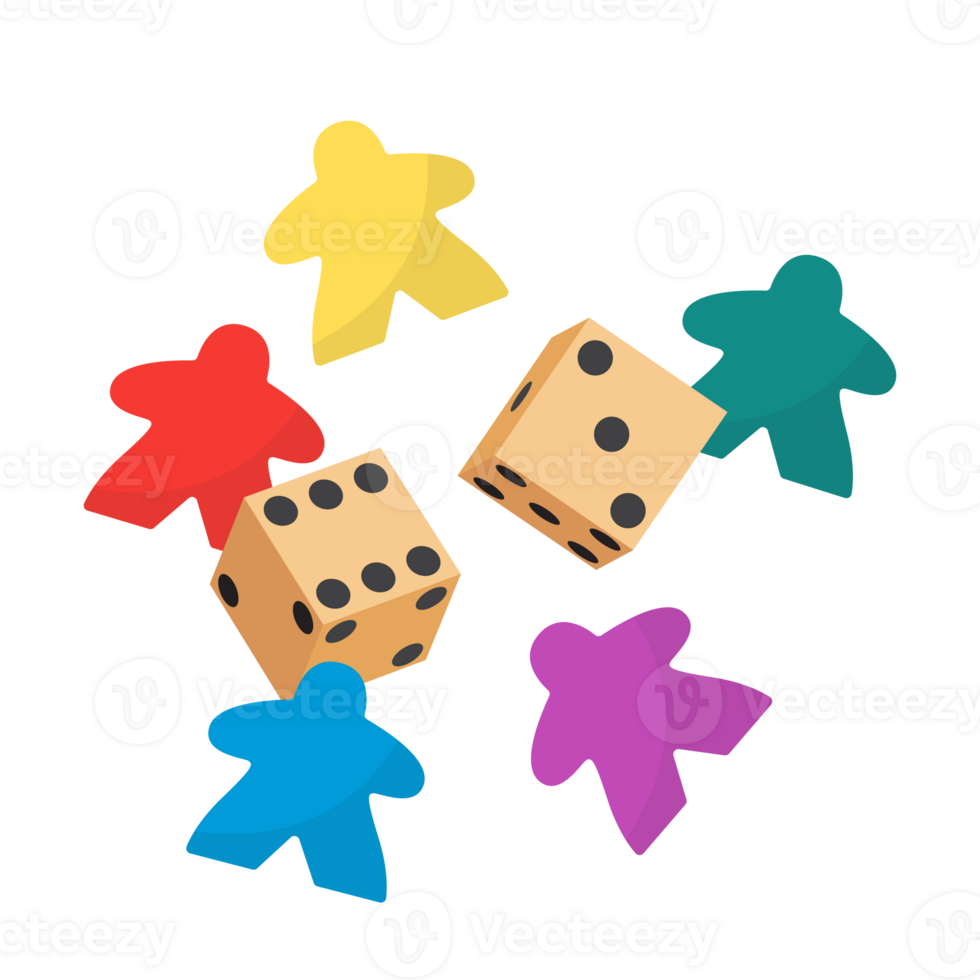 multicolor meeple y dado ilustración png