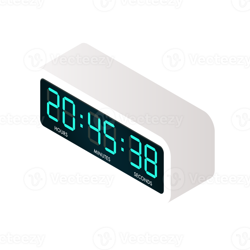 Digital alarm clock isometric png