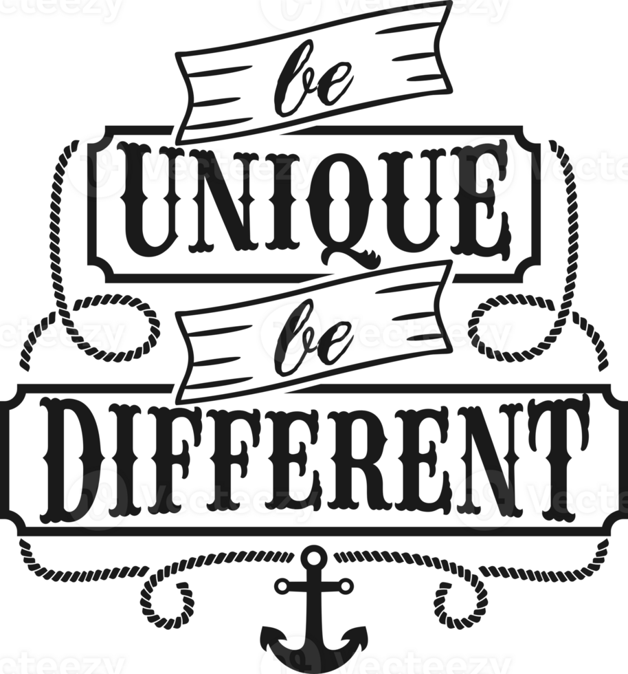Be Unique Be Different, Motivational Typography Quote Design. png