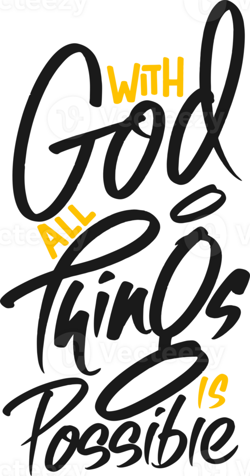 With God, All Things is Possible, Motivational Typography Quote Design. png
