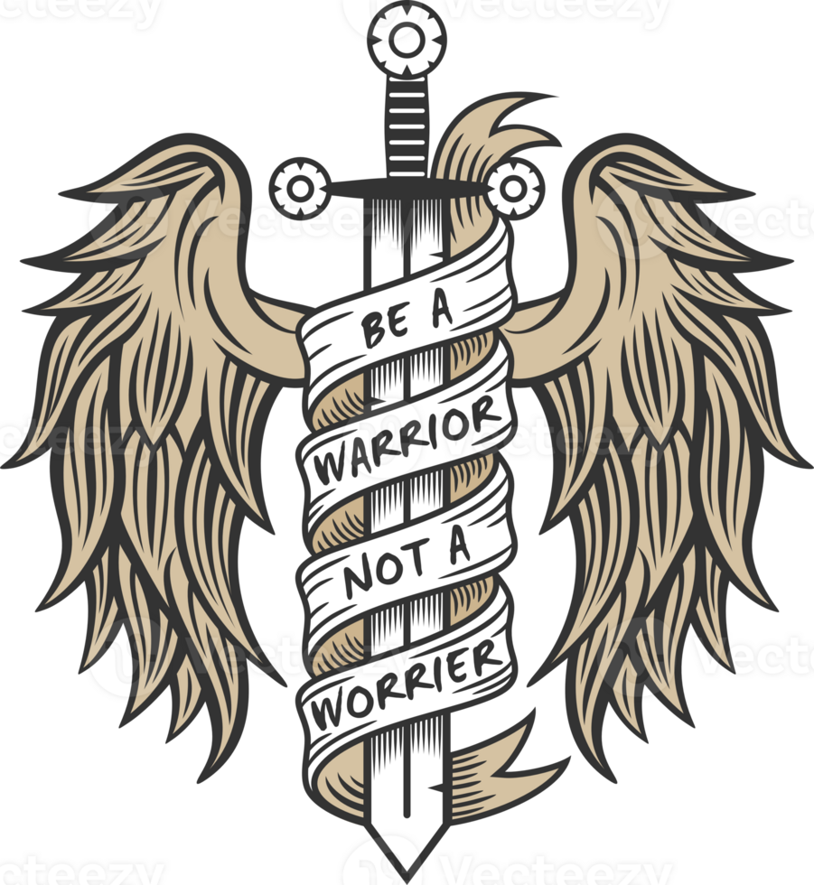 Be a Warrior Not a Worrier, Motivational Typography Quote Design. png