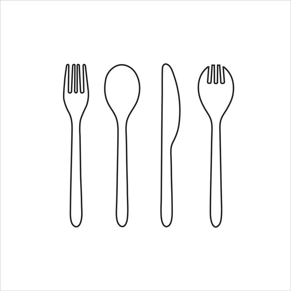 Realistic Spoon, fork, and knife isolated. Disposable tableware vector set