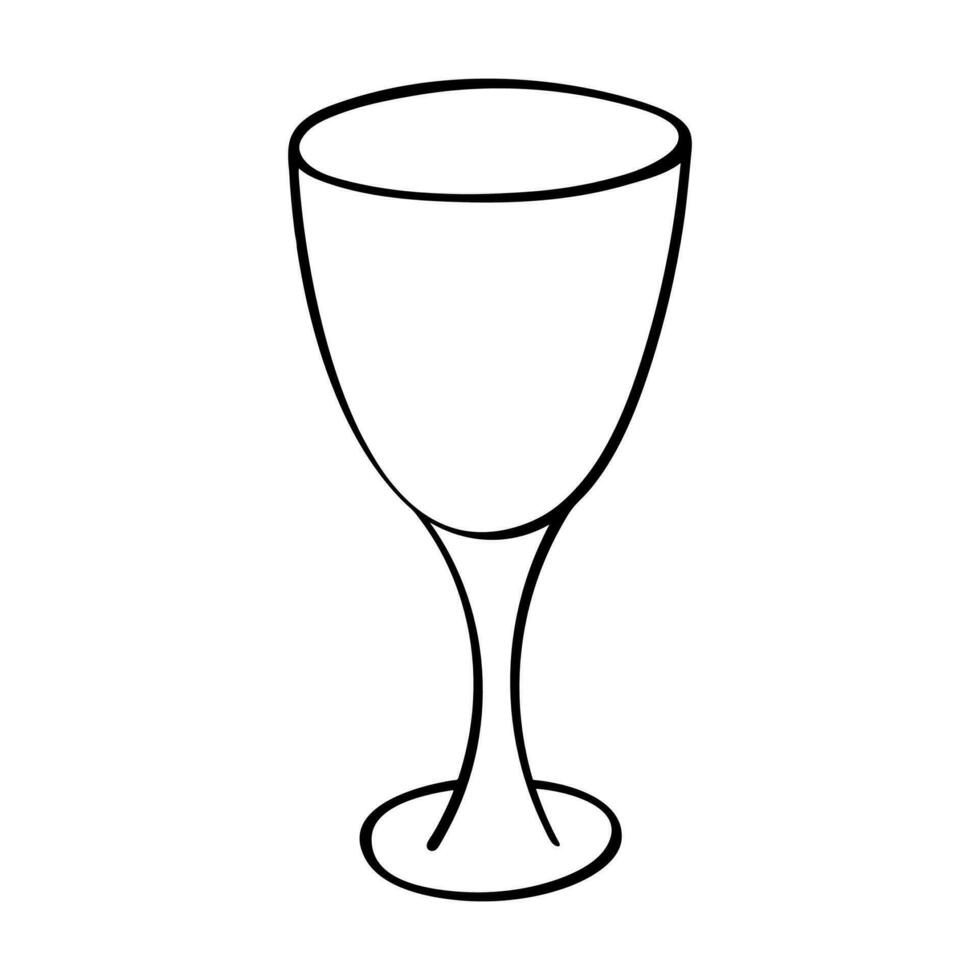 Hand drawn wine glass illustration. Alcohol drink clipart in doodle style. Single element for design vector