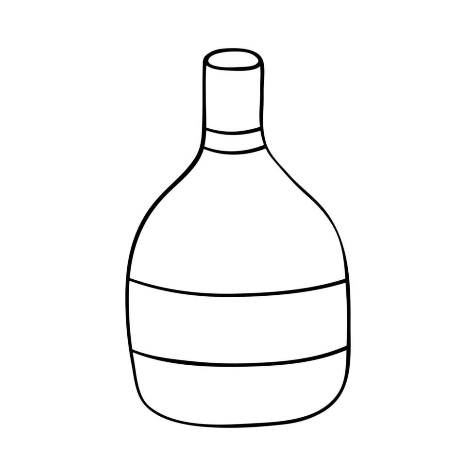 Hand drawn liquor bottle illustration. Alcohol drink clipart in doodle style. Single element for design vector