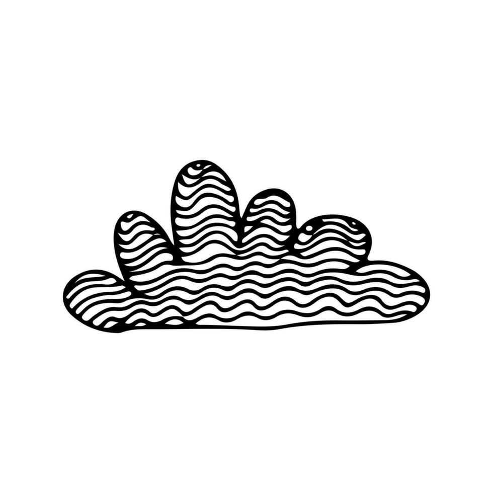 Vector hand drawn doodle cloud with lines