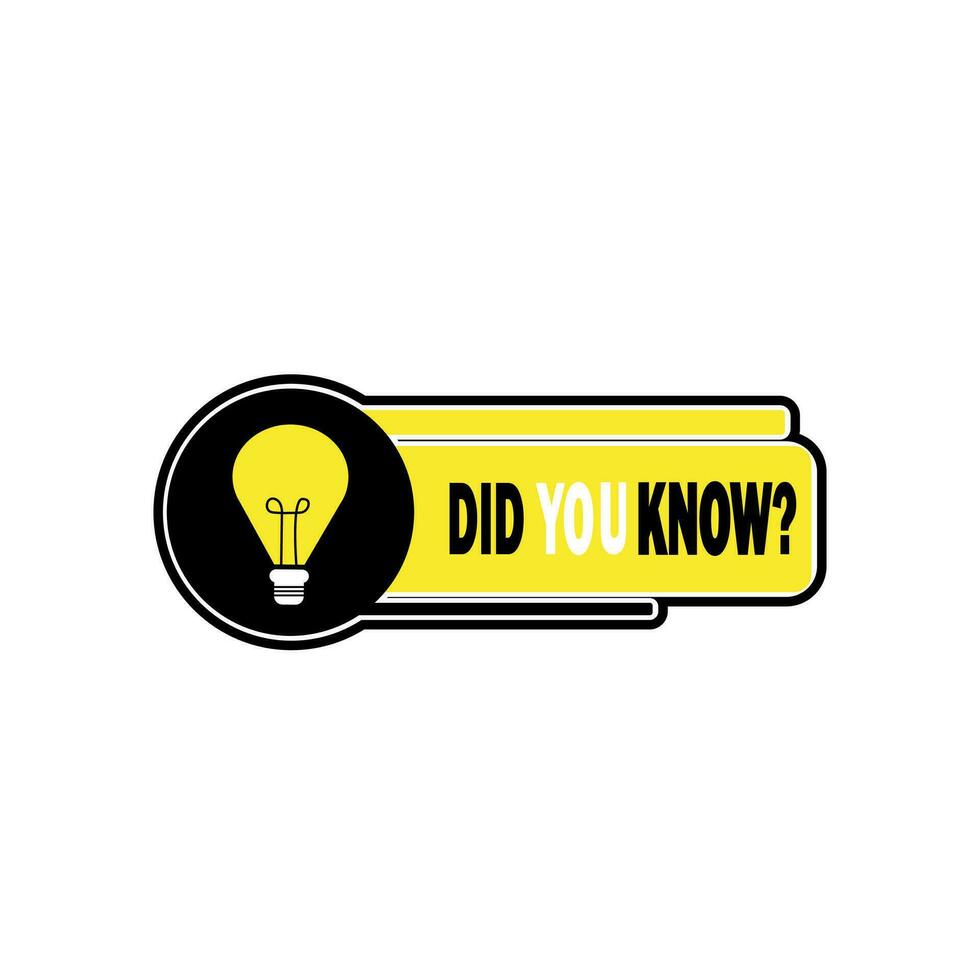 Did You Know label design with light bulb and rays. Logo design. Vector illustration
