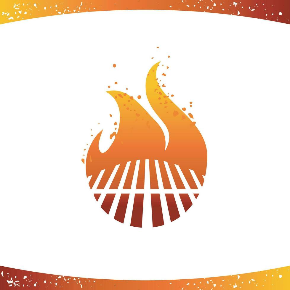 fuego fuego parrilla rústico logo vector