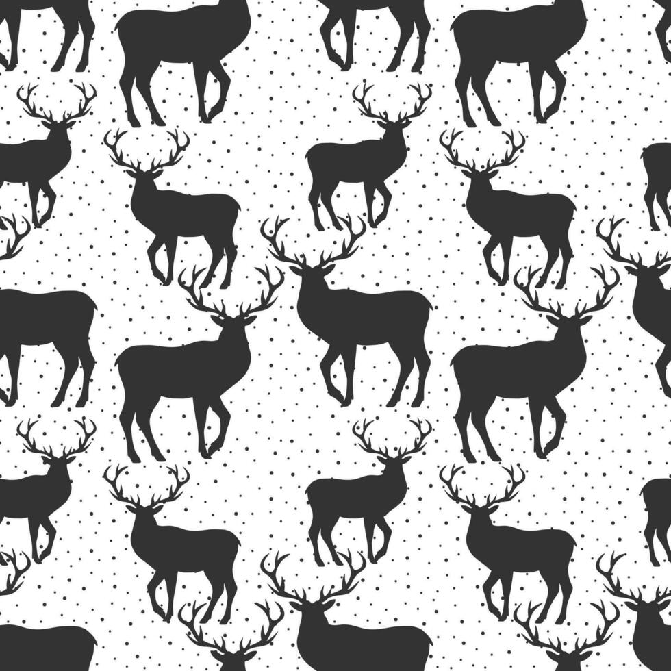 Seamless vector deers pattern, winter Christmas and Happy New Year Day design background.