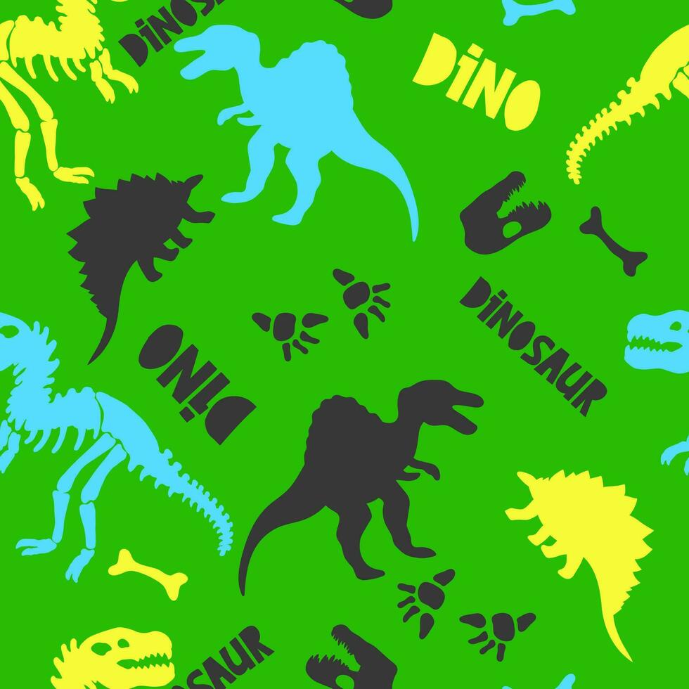 Dinosaur colorful seamless pattern. Angry dinosaurs. Desing for textile, clothes. vector