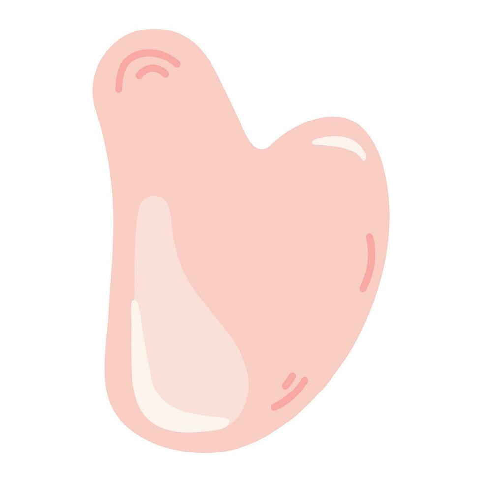 gua sha para facial masaje. natural rosado cuarzo piedra, gua sha raspador. piel cuidado y Mañana rutina. vector ilustración en plano dibujos animados estilo.