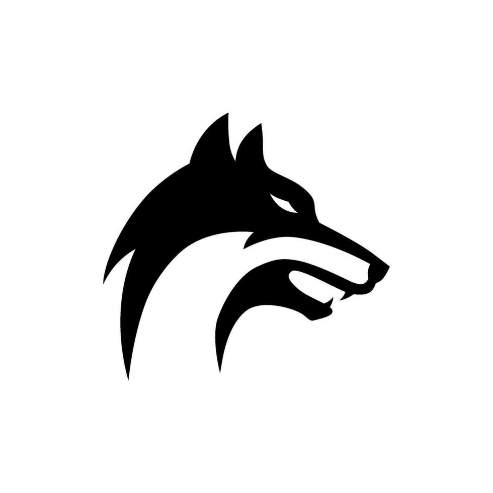 negro lobo cabeza vector logo