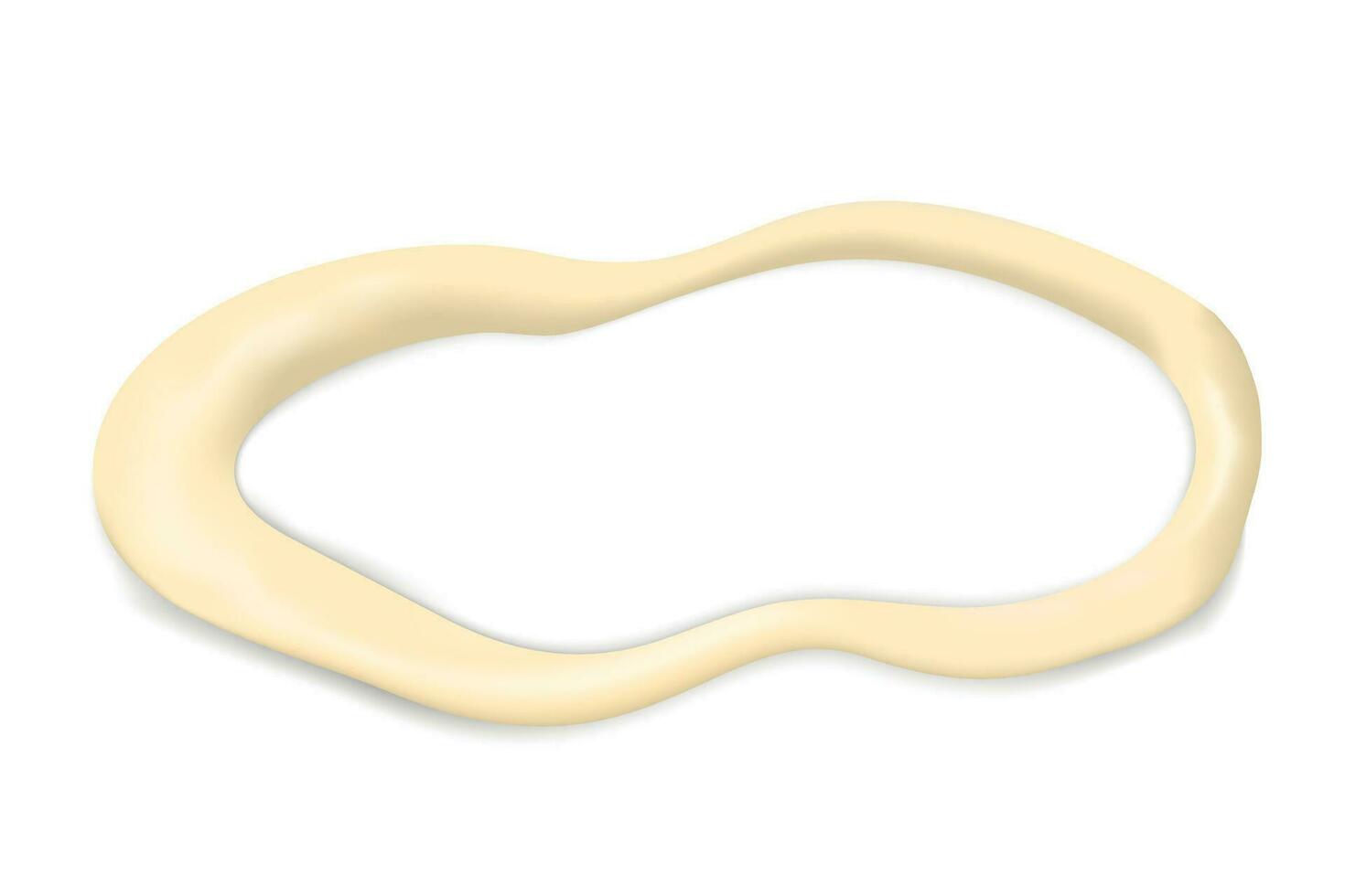 Volumetric oval wavy frame with an empty space in the center with an inflatable yellow beige border vector