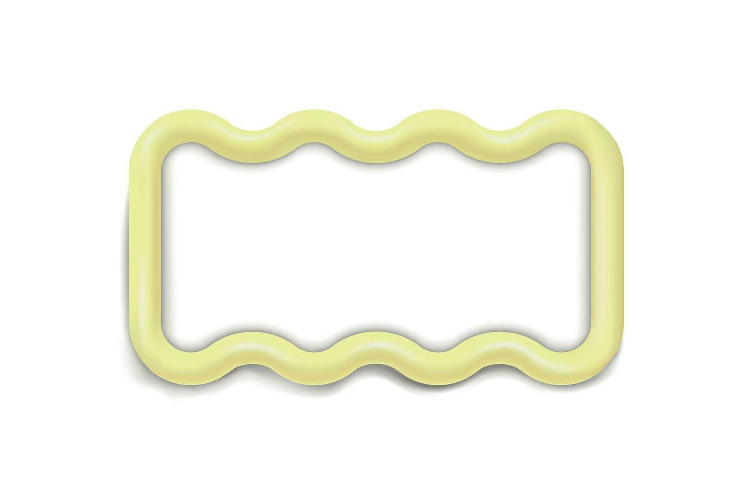 Volumetric rectangular wavy frame with an empty space in the center with an inflatable yellow border vector