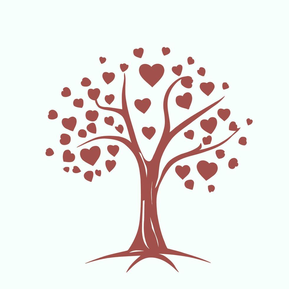 Tree with Heart Leaves Vector Art, Captivating Nature love Illustration