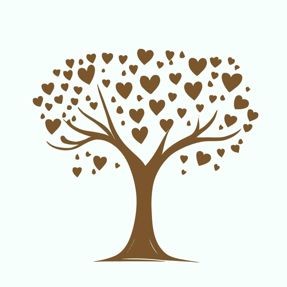 Tree with Heart Leaves Vector Art, Captivating Nature love Illustration
