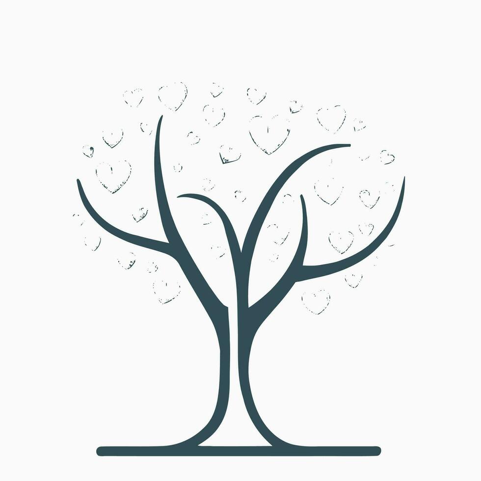 Tree with Heart Leaves Vector Art, Captivating Nature love Illustration