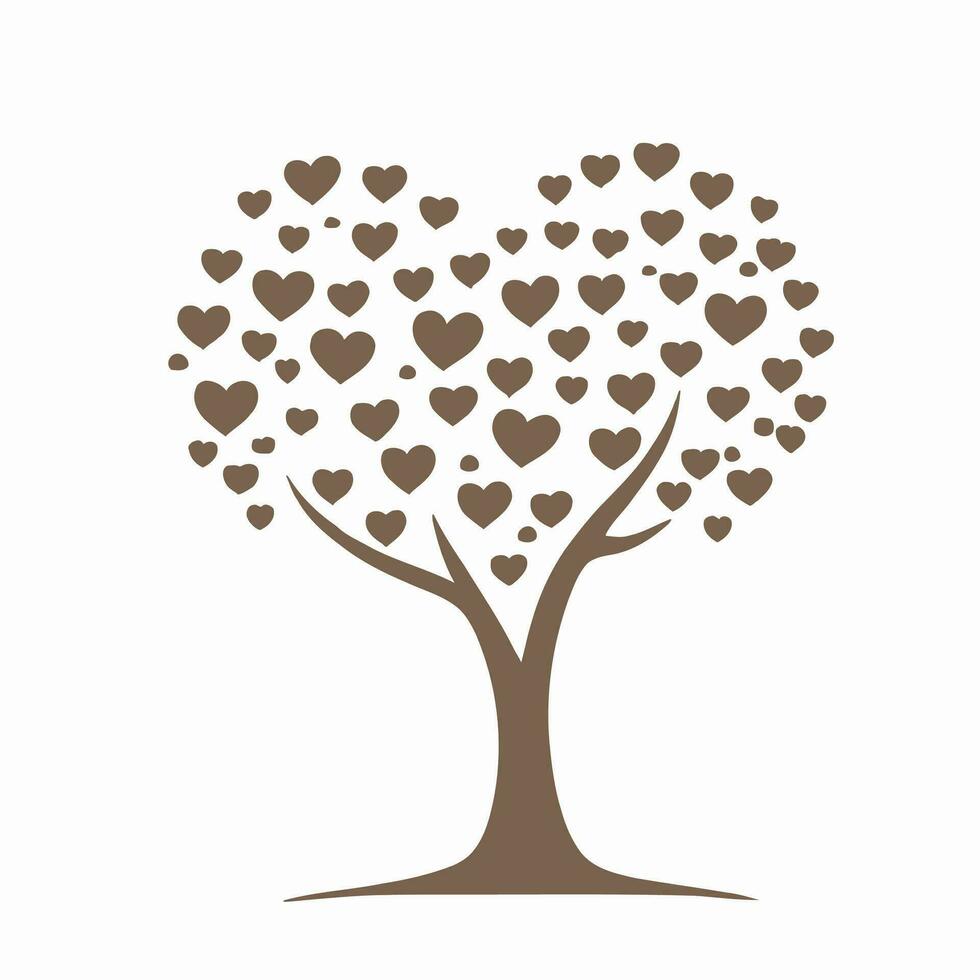 Tree with Heart Leaves Vector Art, Captivating Nature love Illustration