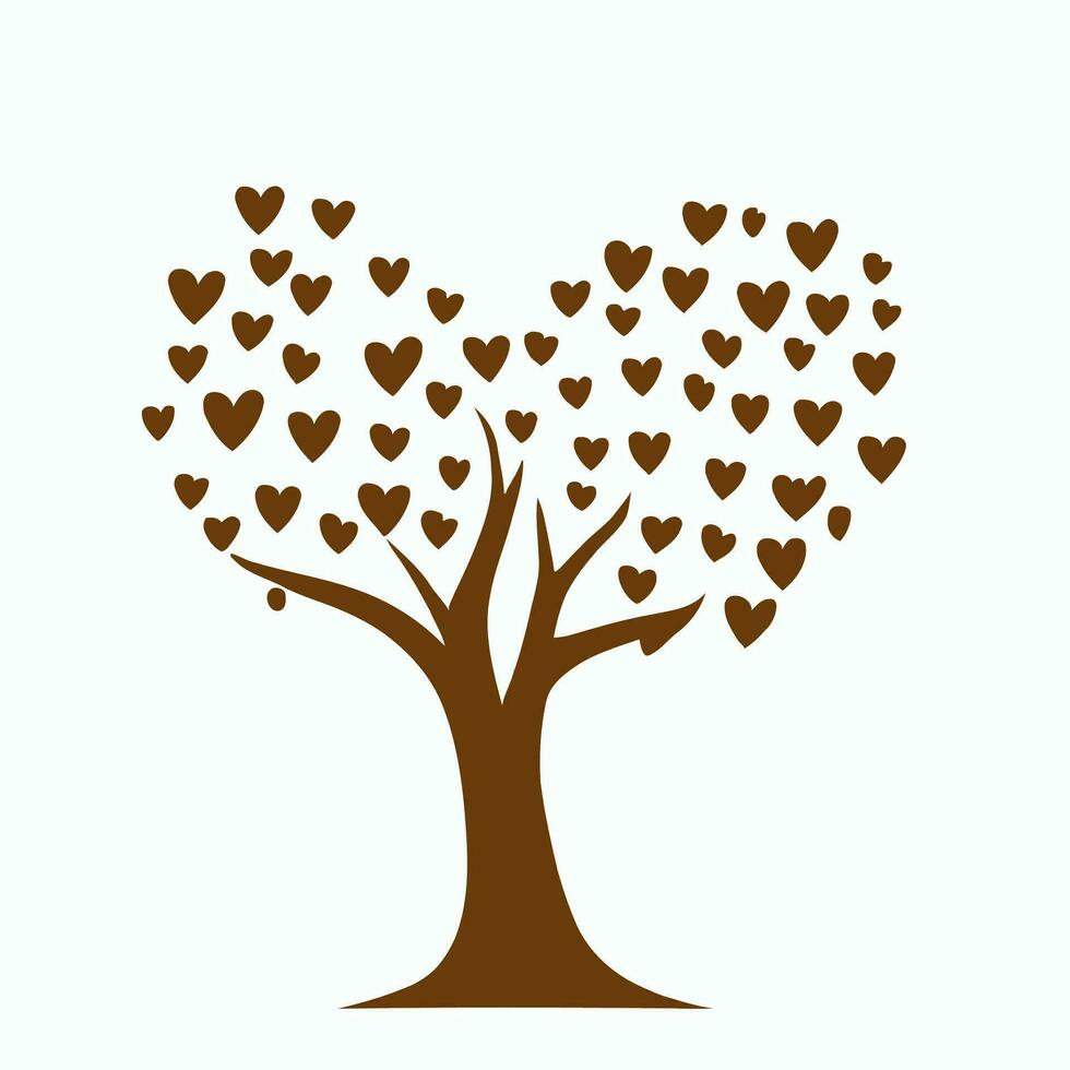 árbol con corazón hojas vector arte, cautivador naturaleza amor ilustración