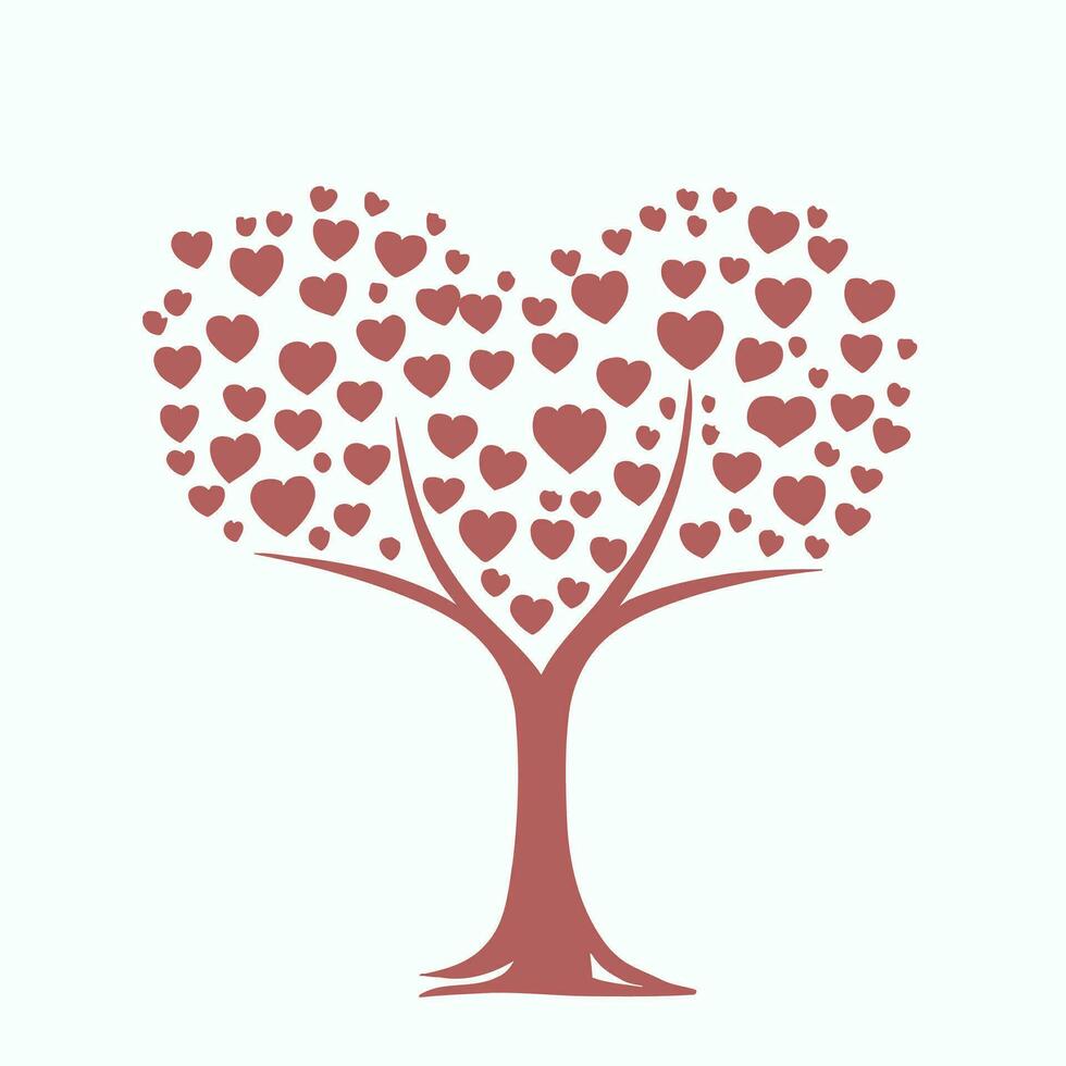 Tree with Heart Leaves Vector Art, Captivating Nature love Illustration