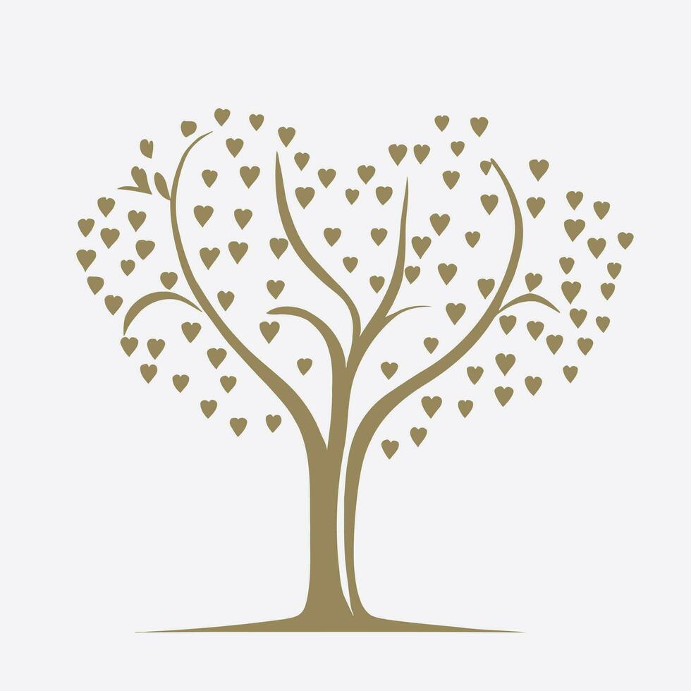 Tree with Heart Leaves Vector Art, Captivating Nature love Illustration