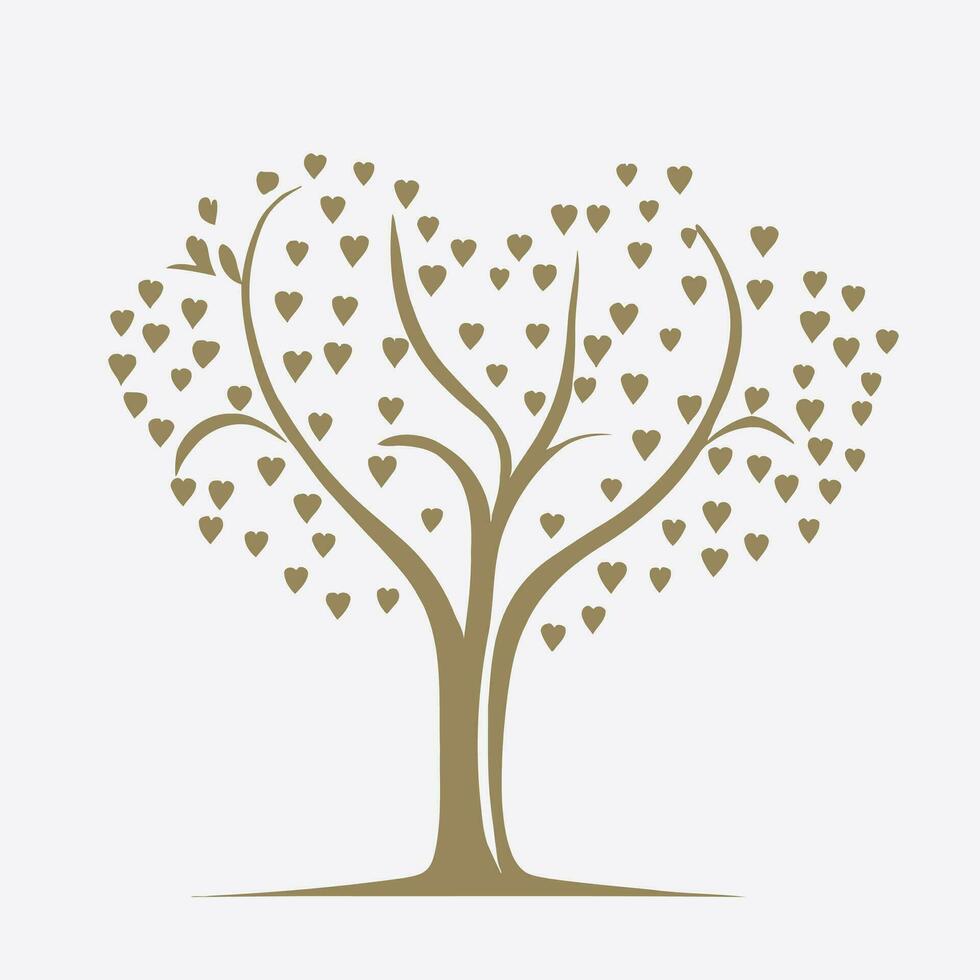 árbol con corazón hojas vector arte, cautivador naturaleza amor ilustración