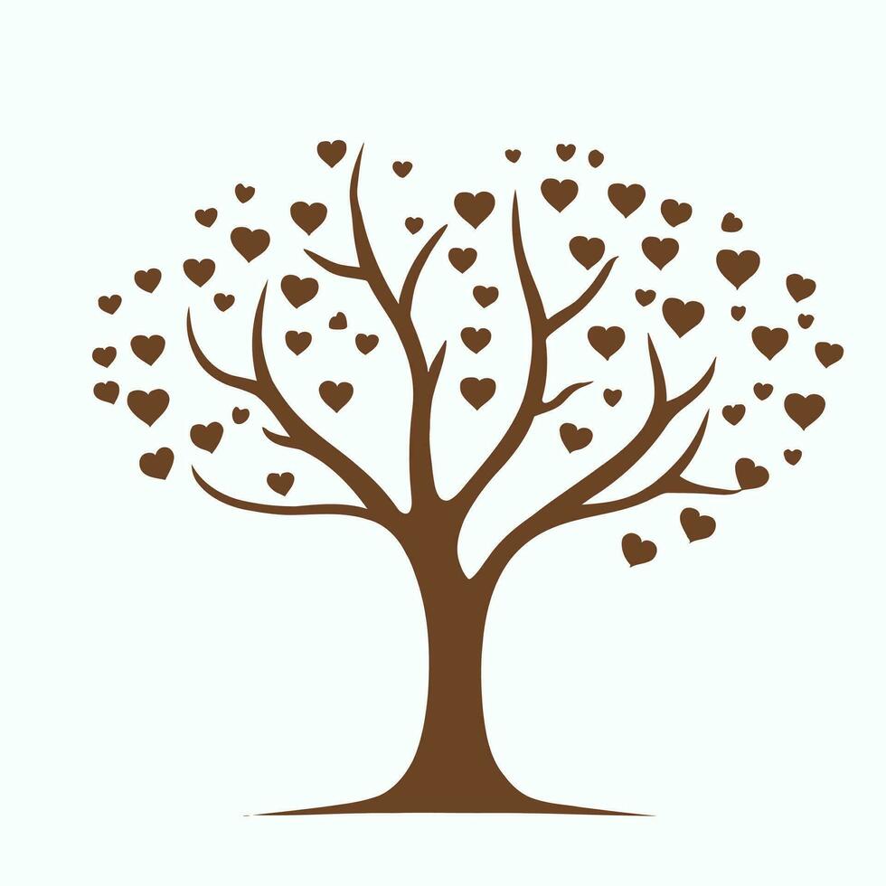 Tree with Heart Leaves Vector Art, Captivating Nature love Illustration