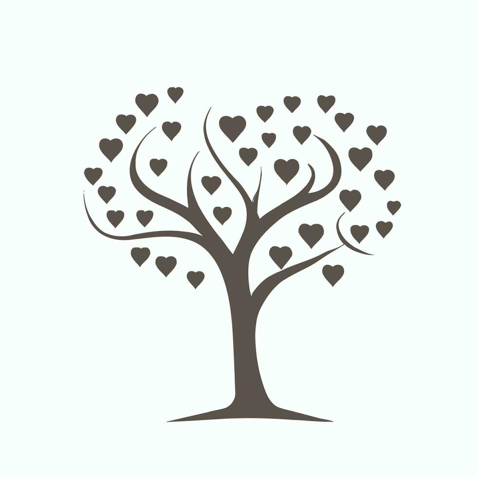 árbol con corazón hojas vector arte, cautivador naturaleza amor ilustración