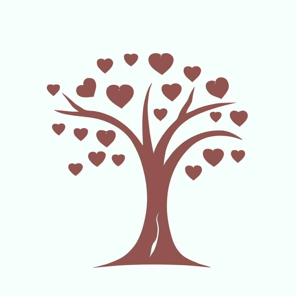 Tree with Heart Leaves Vector Art, Captivating Nature love Illustration