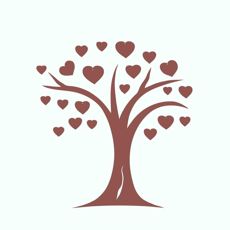 árbol con corazón hojas vector arte, cautivador naturaleza amor ilustración